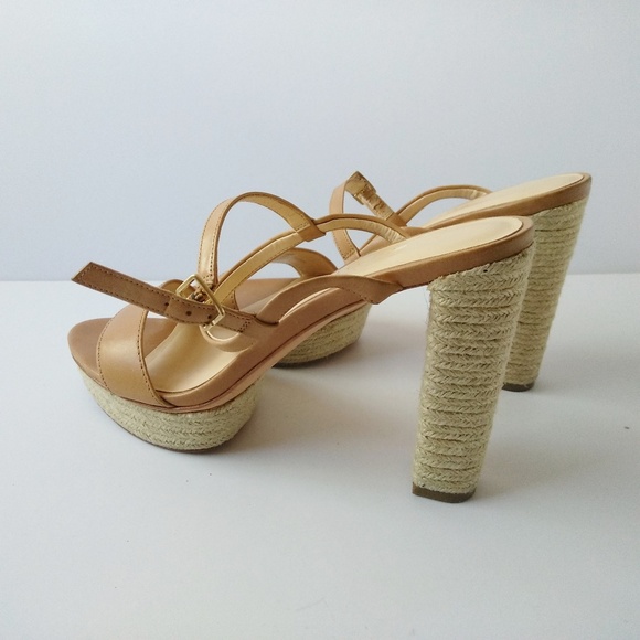 Talbots Tan Heels Sandals Leather Upper Spadrilles - Picture 3 of 13